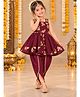 Titrit Georgette Woven Sleeveless Floral Printed Kurti & Dhoti Set - Burgundy