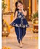 Titrit Georgette Woven Sleeveless Floral Printed Kurti & Dhoti Set - Blue