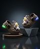 HAPPY FEET Eyes Applique Detailed Slingback LED Clogs - Brown
