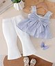 FOSTRIC Cotton Woven Sleeveless Striped Top & Pants Set - Blue