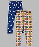 Sheer Love Cotton Jersey Knit Pack Of 2 Hearts & Donuts Printed Leggings - Navy Blue & Pink