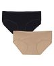 TUMMY Cotton Blend Knit Set Of 2 Solid Low Waist Postpartum Maternity Panties - Black & Beige