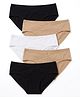 TUMMY Cotton Blend Knit Set Of 5 Solid Low Waist Postpartum Maternity Panties - Black White & Beige