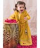 Tiber Taber Woven Full Sleeves Lehenga Choli Set With Dupatta and Floral Foil Print in Yellow