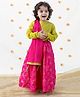 Tiber Taber Woven Full Sleeves Lehenga Choli and Dupatta with Floral Foil Print in Green