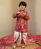 AJ Dezines Cotton Woven Full Sleeves Cows & Women Printed Kurta & Dhoti Set - Pink