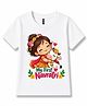 FASHIONOY Cotton Knit Navratri Theme Half Sleeves My First Navratri Text Printed Tee - White
