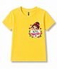 FASHIONOY Cotton Knit Navratri Theme Half Sleeves My First Navratri Text Printed Tee - Yellow