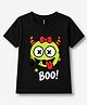 FASHIONOY Cotton Knit Halloween Theme Half Sleeves Monster Printed Tee - Black