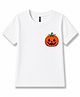 FASHIONOY Cotton Knit Halloween Theme Half Sleeves I Pumpkin Printed Tee - White