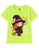 FASHIONOY Cotton Knit Halloween Theme Half Sleeves Too Cute To Be Scary Printed Tee - Neon Green