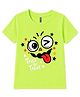FASHIONOY Cotton Knit Halloween Theme Half Sleeves Trick Or Treat Text Printed Tee - Neon Green