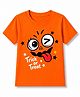 FASHIONOY Cotton Knit Halloween Theme Half Sleeves Trick Or Treat Text Printed Tee - Orange