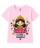 FASHIONOY Cotton Knit Navratri Theme Half Sleeves Little Goddess Text Printed Tee - Pink