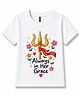 FASHIONOY Cotton Knit Navratri Theme Half Sleeves Always In Her Grace Text Printed Tee - White