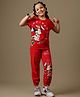 Kidsville Cotton Knit Disney Featuring Half Sleeves Minnie Mouse Printed Tee & Pants Set - Red