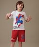Kidsville Cotton Knit Marvel Featuring Half Sleeves Spiderman Tee & Shorts Set - Red