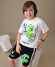 Kidsville Cotton Knit Minecraft Featuring Half Sleeves Creeper Printed Tee - White & Black