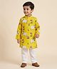 Ridokidz Cotton Woven Full Sleeves Kurta and Pyjama Set with Full Length and Cow Print in Yellow for 12-24 Months