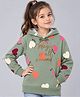 Plum Tree 100% Cotton Knit Full Sleeves Magic Is All Around Text & Hearts Printed Light Winter Hooded Sweatshirt - Green