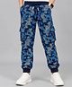 Plum Tree 100% Cotton Knit Camouflage Printed Winter Joggers - Navy Blue