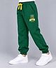 Plum Tree 100% Cotton Knit Boston Text Printed Winter Joggers - Green