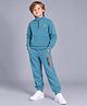 Plum Tree 100% Cotton Knit Full Sleeves Deer Applique Detailed Winter Sweatshirt & Joggers Set - Teal Blue