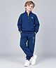 Plum Tree 100% Cotton Knit Full Sleeves Deer Applique Detailed Winter Sweatshirt & Joggers Set - Navy Blue