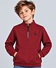 Plum Tree 100% Cotton Knit Full Sleeves Deer Applique Detailed Light Winter Sweatshirt - Burgundy