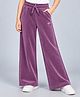 Plum Tree Velour Knit Crown Embroidered Winter Pants - Purple