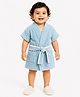 Creeva Melodious Baby Cotton Bathrobe with Front Pocket Soft, Snug & Adorable Robe for Infants 12 to 24m - Sky Blue