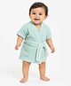 Creeva Melodious Baby Cotton Bathrobe with Front Pocket Soft, Snug & Adorable Robe for Infants 0-12 months - Sea Green
