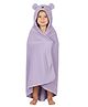 Creeva Cuddle Baby/Kids Hooded Bath Towel Soft Cotton with Cute Cartoon Face & 3D Ears 100% Cotton, Super Absorbent Bath Wrap for Newborns & Toddlers , (0-3Years) - Lilac