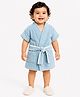 CREEVA Melodious Baby Cotton Bathrobe with Front Pocket Soft, Snug & Adorable Robe for Infants (0-12 months) - Sky Blue