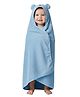 Creeva Cuddle Baby/Kids Hooded Bath Towel in Baby Royal Blue Soft Cotton with Cute Cartoon Face & 3D Ears 100% Cotton, Super Absorbent Bath Wrap for Newborns & Toddlers , (0-5 Years)