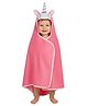 Creeva Cuddle Baby/Kids Hooded Bath Towel in Pink Peach Color Soft Cotton with Cute Cartoon Face & 3D Ears 100% Cotton, Super Absorbent Bath Wrap for Newborns & Toddlers , (0-5 Years)