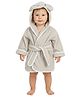 Creeva Cuddle Hooded Baby Bathrobe For Toddlers (12 Years) , Soft Cotton , Elephant Design, Grey