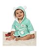 Creeva Cuddle Hooded Baby Bathrobe For Kids (01 Years) , Sea Green