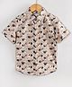 Hugsntugs Cotton Woven Half Sleeves Pug Printed Shirt - Grey