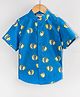 Hugsntugs Cotton Woven Half Sleeves Fishes Printed Shirt - Blue