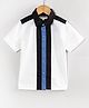 Hugsntugs Cotton Woven Half Sleeves Colour Blocked Shirt - White & Blue