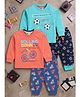 Mars Infiniti Cotton Knit Pack Of 2 Full Sleeves BMX & Football Printed Tee & Joggers Set - Sea Green & Coral