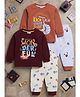 Mars Infiniti Cotton Knit Pack Of 2 Full Sleeves Kick Scooter & Wonderful Text Printed Tee & Joggers Set - Wine & Rust