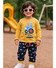 Mars Infiniti Cotton Knit Full Sleeves Vehicle Printed Tee & Joggers Set - Yellow