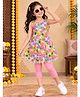 Kiddopanti Cotton Knit Sleeveless Floral Printed Lace Embellished Kurti & Capri Leggings Set - Multi Colour