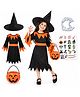 Sarvda Halloween Theme Witch Costume Set With Jack O Lantern Basket - Black & Orange