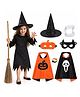 Sarvda Halloween Theme Witch Costume Set With Fangs - Black & Orange