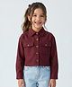 Tiny Girl Cotton Woven Full Sleeves Solid Shirt - Magenta