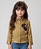 Tiny Girl Woven Full Sleeves Floral Embroidered Shirt - Golden