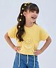 Tiny Girl Cotton Knit Half Sleeves Floral Applique Detailed Top - Yellow